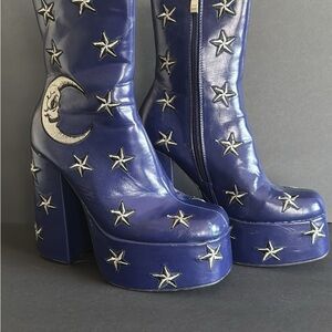 Blue Star Embellished Platform Boots Koi size 7
